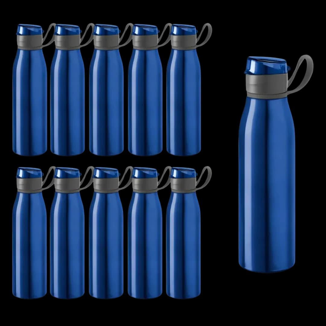 Garrafa Alumínio 650ml com Tampa Flip-Flop & Alça de Silicone
