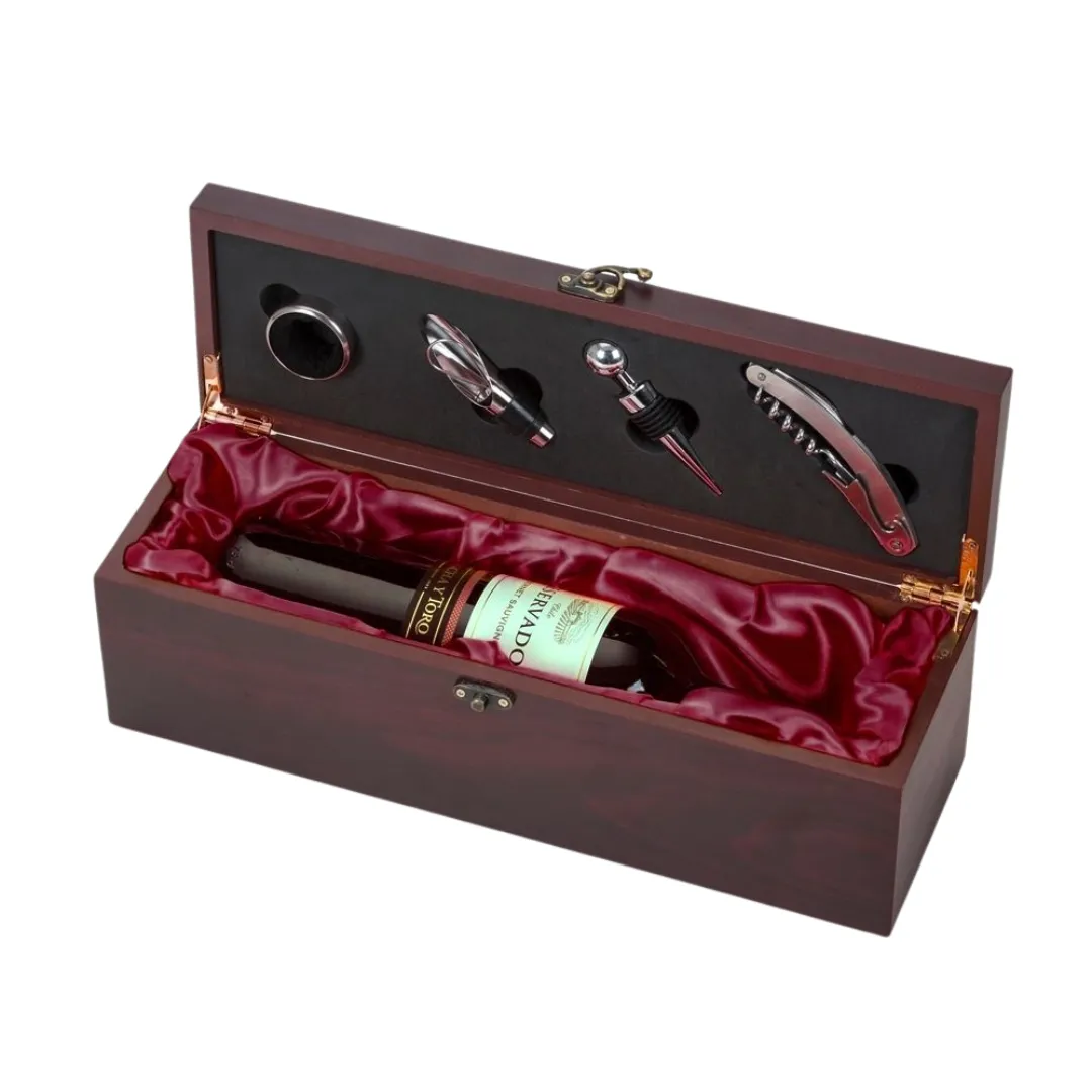 Kit vinho 4 peças – madeira